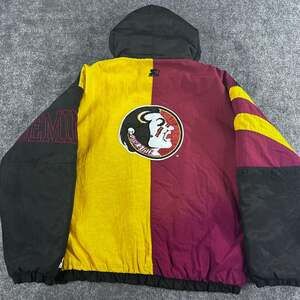Vintage 90s Starter Florida State Seminoles 1/2 Zip Hooded Quilted Jacket